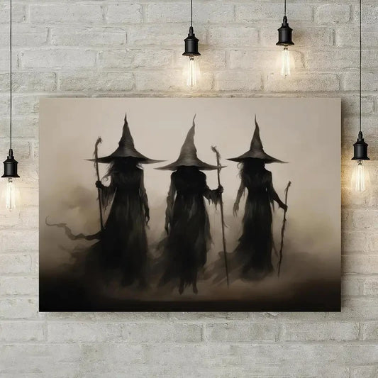 Abstract Retro Witch Halloween Canvas Wall Art Print Canvas Wall Art Peaceful Pleasures Health and Wellness