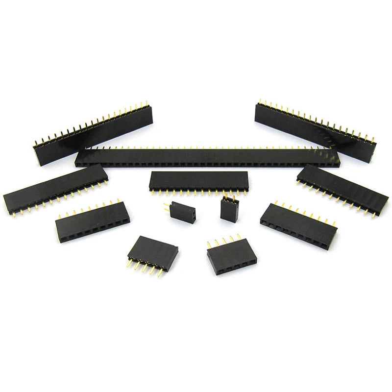 100Pcs/lot 2.54mm Pitch 2/3/4/5/6/7/8/9/10/12/20/40 Pin Female Single Row Straight Header Strip Connector For PCB Peaceful Pleasures Health and Wellness