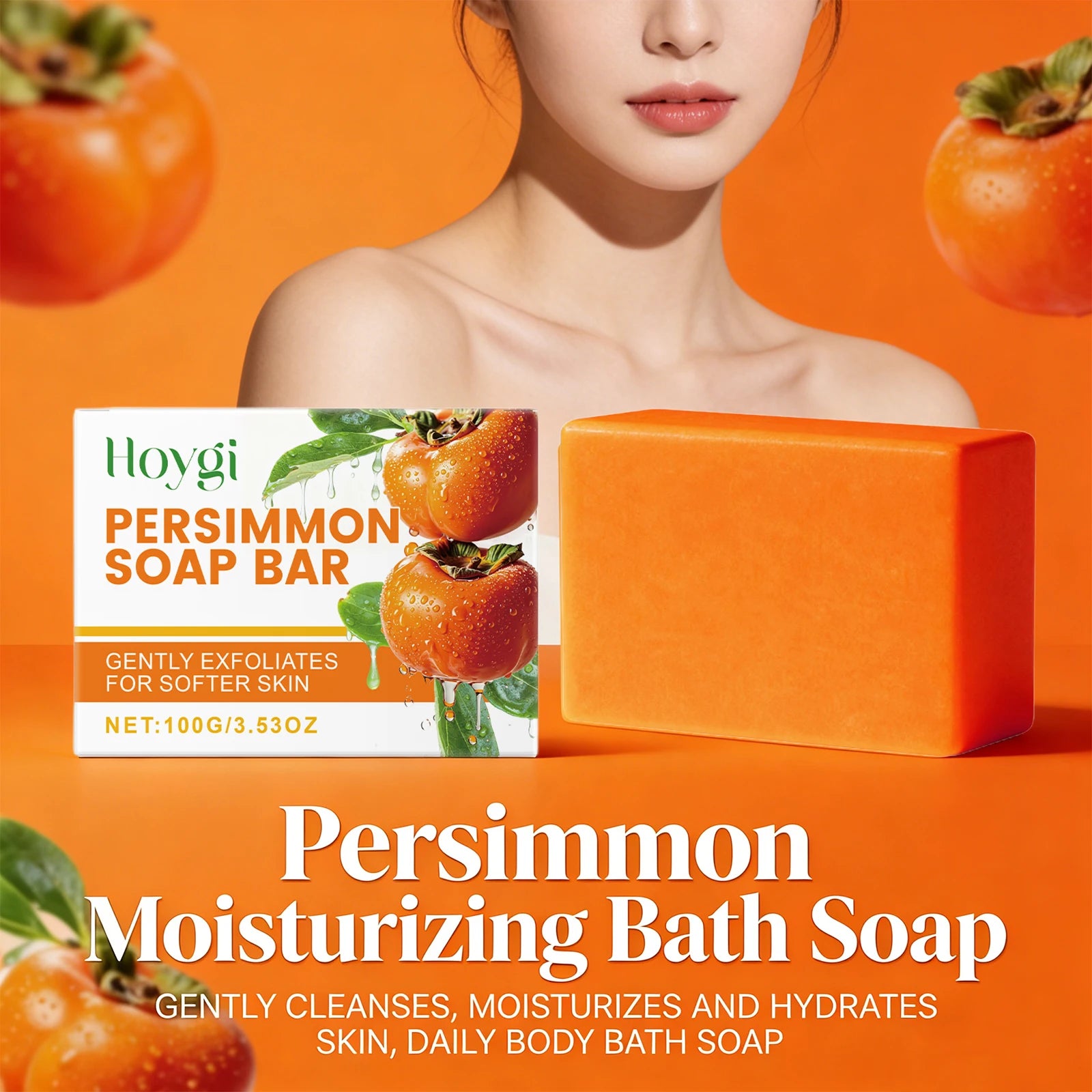Persimmon Soap Bar Gentle Cleansing Skin Purifying and Deodorizing Soap for Fresh Skin Nourishes and Moisturizes Bath Soap 100g Peaceful Pleasures Health and Wellness