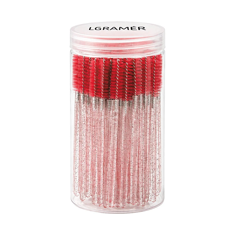 Multiple colors 50/100 pcs Extension Eyelash brush Disposable Eye lashes Make Up Brushes Mascara Wand Applicator Makeup tools Peaceful Pleasures Health and Wellness Bright Red-100pcs