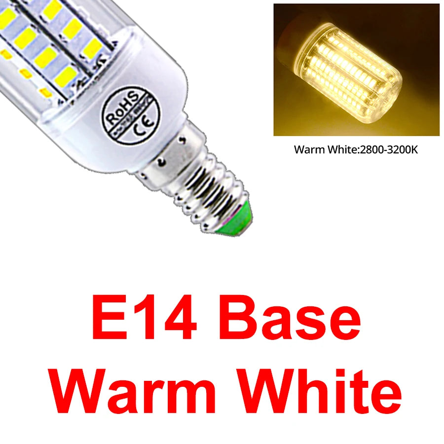 AC 220V E14 E27 LED Corn Bulb 24 36 56 72 LEDs 5730SMD Lampada LED Household Chandelier Spotlight Replacement Halogen Lamp Peaceful Pleasures Health and Wellness E14 Warm White 56 LEDs