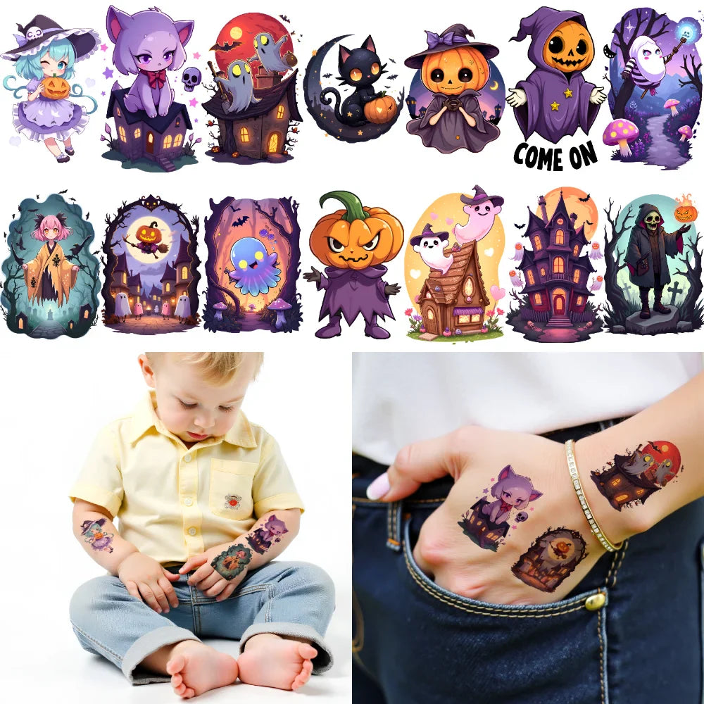 63pcs Halloween Temporary Tattoos – Waterproof Body Stickers