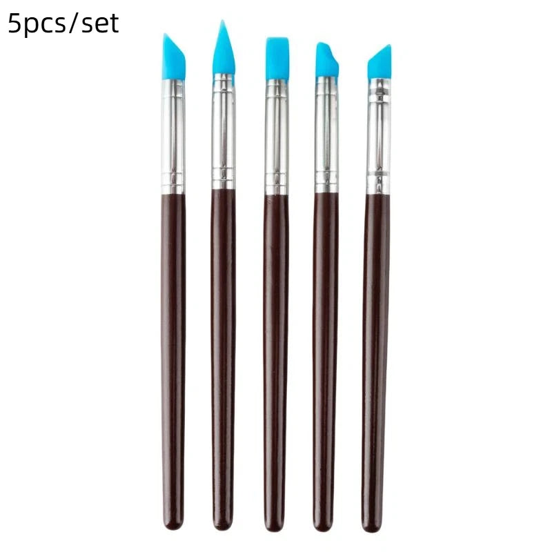 5/10Pcs Silicone Clay Sculpting Tool For Brush Modeling Dotting Nail Art Pottery Clay Tools DIY Carving Sculpting Tools Peaceful Pleasures Health and Wellness A3