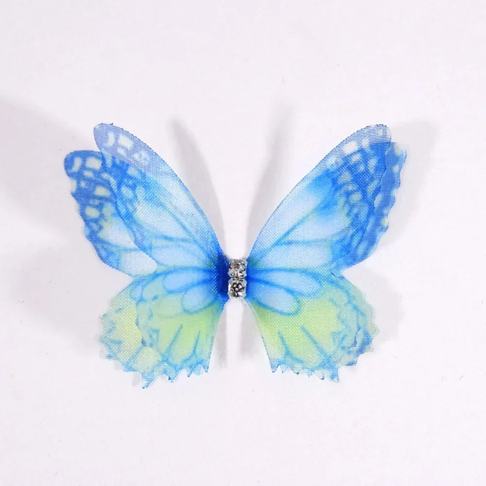50Pcs 3D Organza Butterfly Appliqués – Gradient Mesh Patches