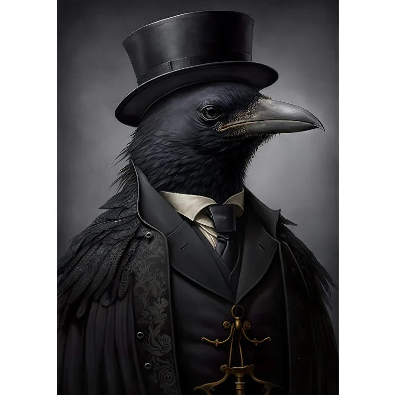 Victorian Dark Academia Witch Gothic Animals Raven Bat Rat King Black Cat Poster Canvas Painting Wall Art Pictures Home Decor Peaceful Pleasures Health and Wellness 6 30x40cm Unframed