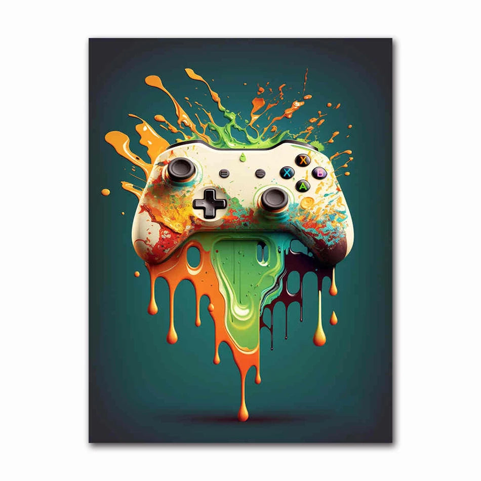 Colorful Game Controller Wall Art Poster Prints Nordic Aesthetic Picture Canvas Painting Gaming Boy Room Home Decoration Peaceful Pleasures Health and Wellness A60557-07 50x70cm Unframed