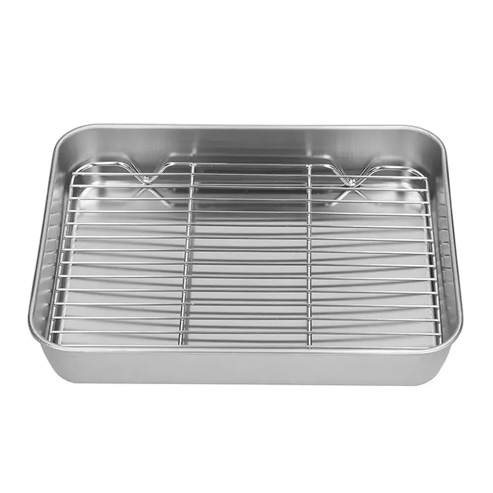 Food Grade 304 Stainless Steel Baking Tray Set Detachable Cooling Rack Oven BBQ Grilling Roasting Kitchen Baking Essentials Peaceful Pleasures Health and Wellness 1pcs