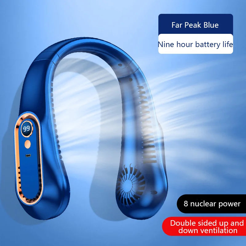 Leafless Neck Fan USB Portable Air Cooler | 5-Speed LED Display