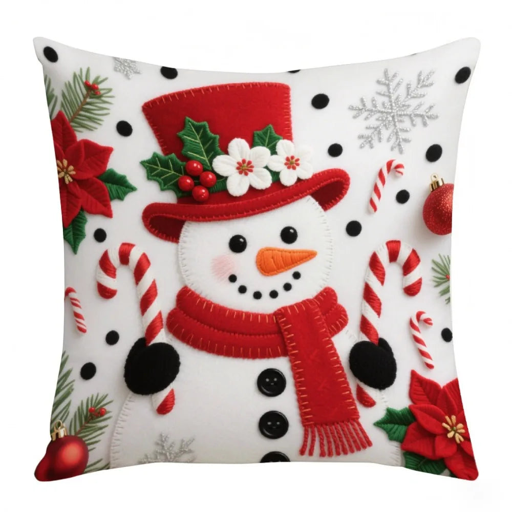 Christmas Cushion Cover | Snowflake & Santa Pillowcase 45x45cm