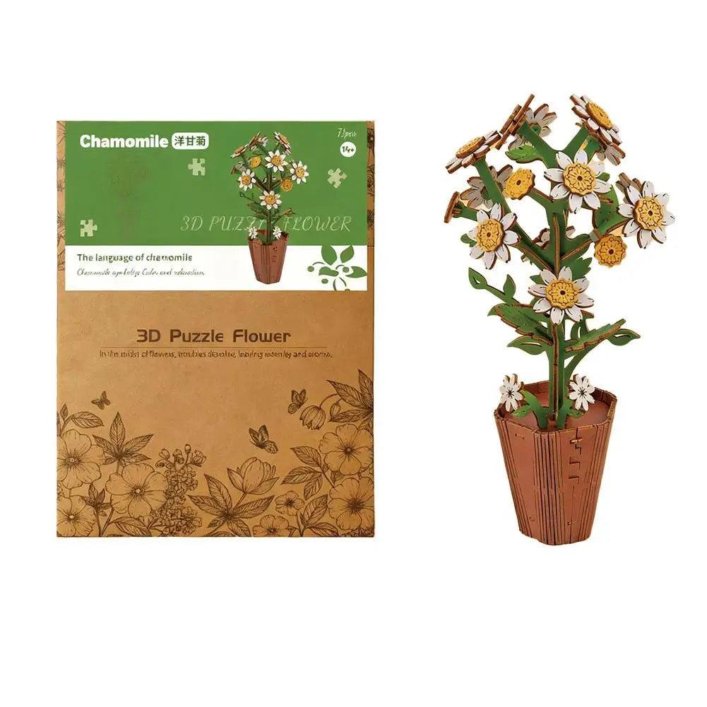 3D Wooden Flower Puzzle Kit for DIY Home Decoration Peaceful Pleasures Health and Wellness chamomile