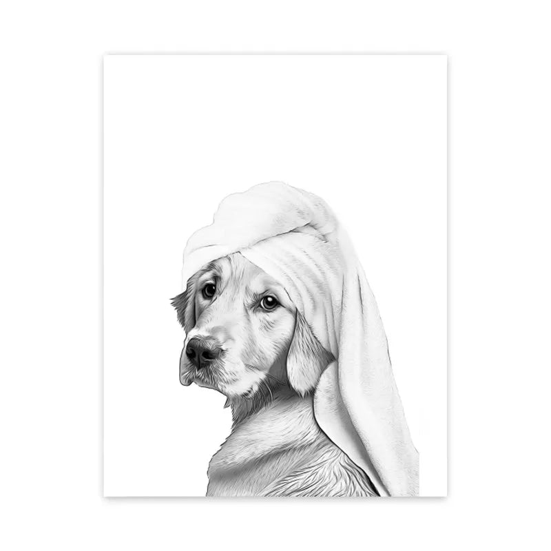 1pc frameless Canvas painting Cat Giraffe Dog Elephant Toilet Paper Bathtub Funny Bathroom Poster Print Canvas Painting Wall Peaceful Pleasures Health and Wellness