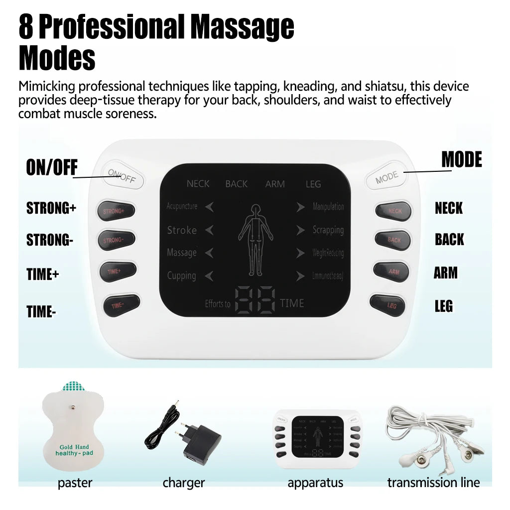 Tens Muscle Stimulator, Ems Low-Frequency Massage Device, a Rechargeable Massager with 8 Adjustable Modes and 50 Intensity Settings, Featuring Timing Function, Mode Adjustment, Intensity Adjustment, and Dual-Channel Muscle Ma Peaceful Pleasures Health and Wellness