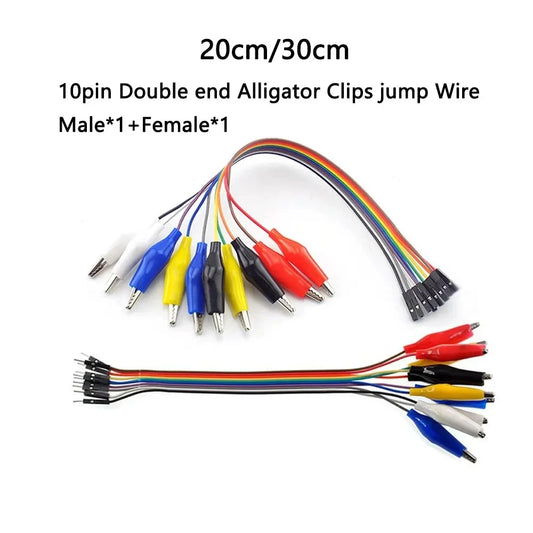 20cm 30cm 10pin Double End Alligator Clips Jump Wire Male Female Crocodile Clip Test Lead Jumper Wire Line Cable Peaceful Pleasures Health and Wellness