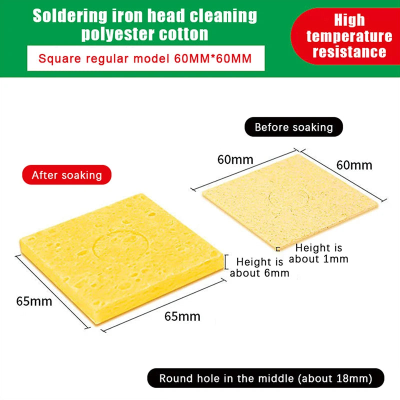 5Pcs 60*60mm Soldering Clean Sponge Solder Tip Cleaning Sponges Cleaner Pads Desoldering Soldering Iron Accessories Peaceful Pleasures Health and Wellness 60x60x6MM