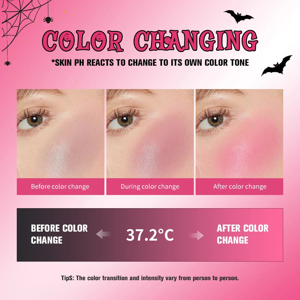 Magic Black Cream Blush PH Color Changing for Cheeks Lips Shadow Beeswax Halloween Cosplay Cosmetics Peaceful Pleasures Health and Wellness