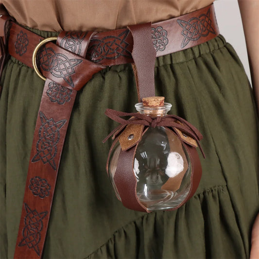 Renaissance Halloween Cosplay Belt Elf Leaf Leather Cover Potion Peaceful Pleasures Health and Wellness