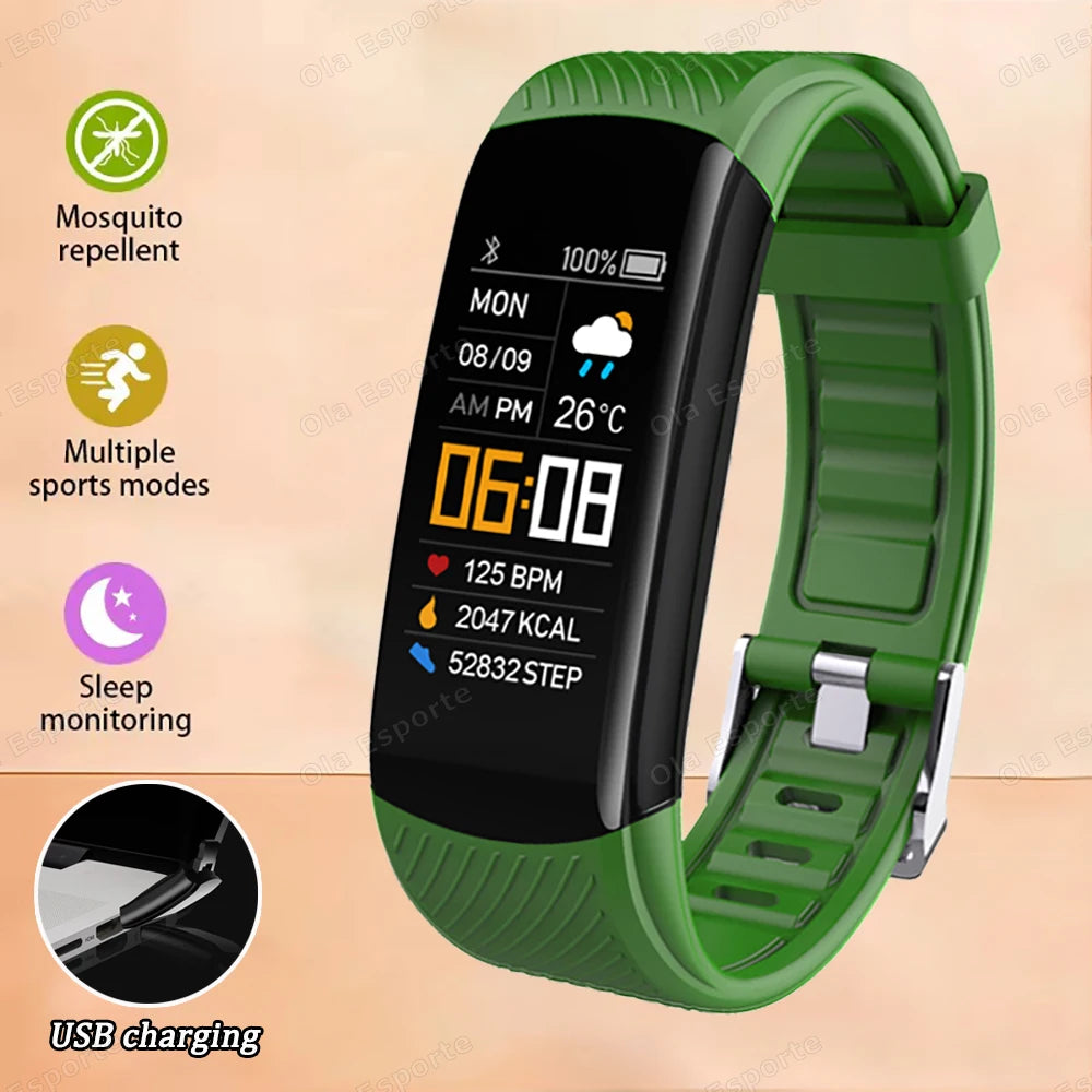 Smart Fitness Tracker Watch Heart Rate Monitor Sleep Steps Swim Waterproof Health Exercise Bracelet For Men Women Smartwatch New Peaceful Pleasures Health and Wellness Green