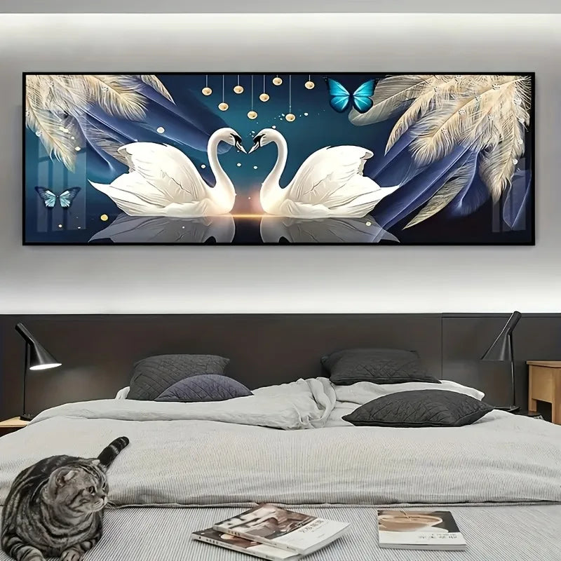 Swan & Butterflies Canvas Wall Art Poster | Unframed Print Canvas Wall Art Peaceful Pleasures Health and Wellness
