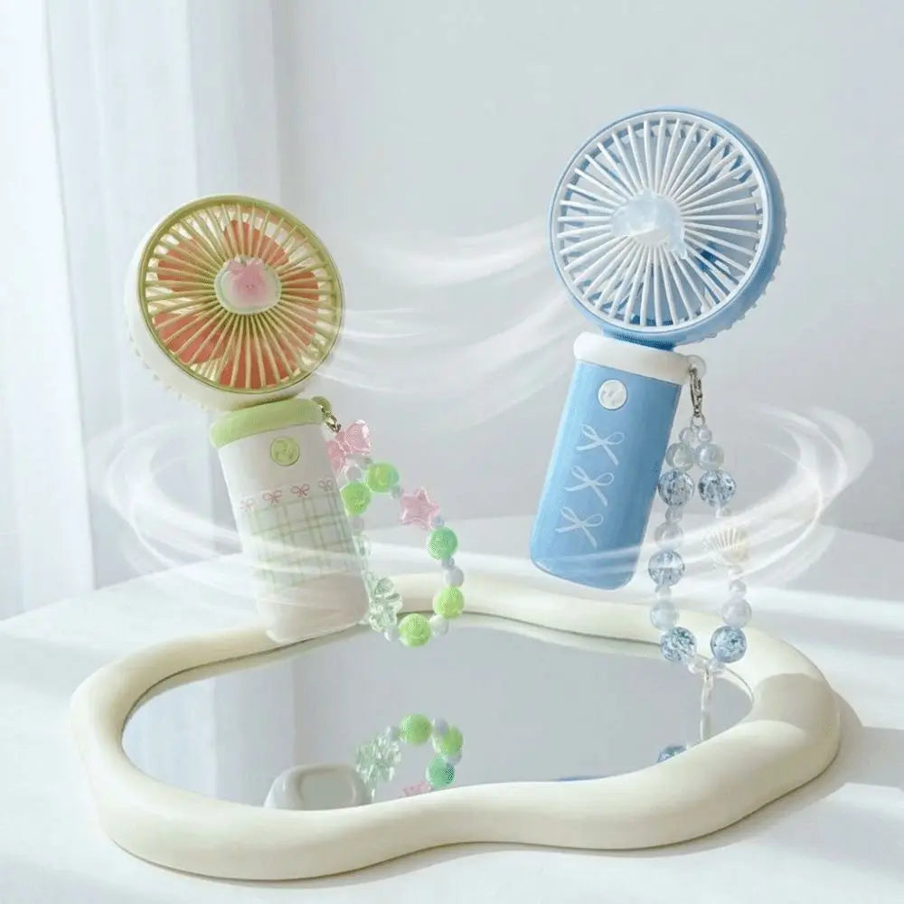 3-Speed USB Rechargeable Handheld Mini Fan with Bead Chain