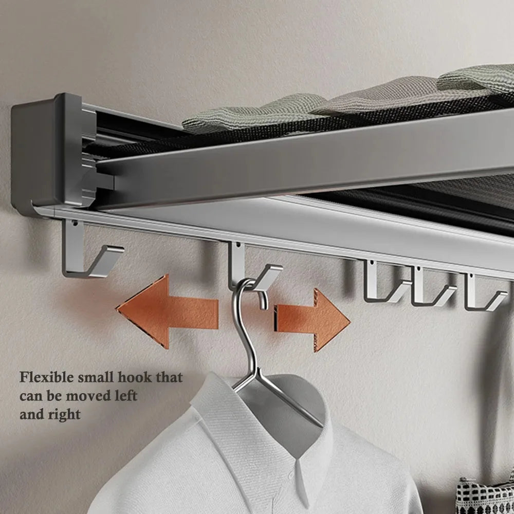 Hot Sale Retractable Clothes Net Balcony Invisible Drying Rack Laundry Hanger Non-perforated Aluminum Alloy Wall Mounted Rack Peaceful Pleasures Health and Wellness