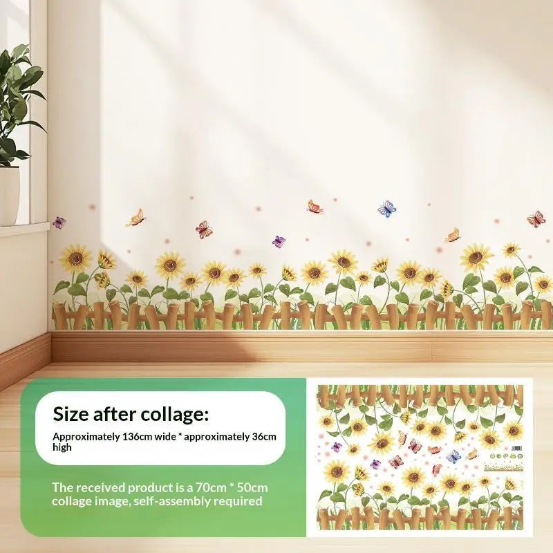 Floral Butterfly Border Wall Sticker – Removable PVC Decal