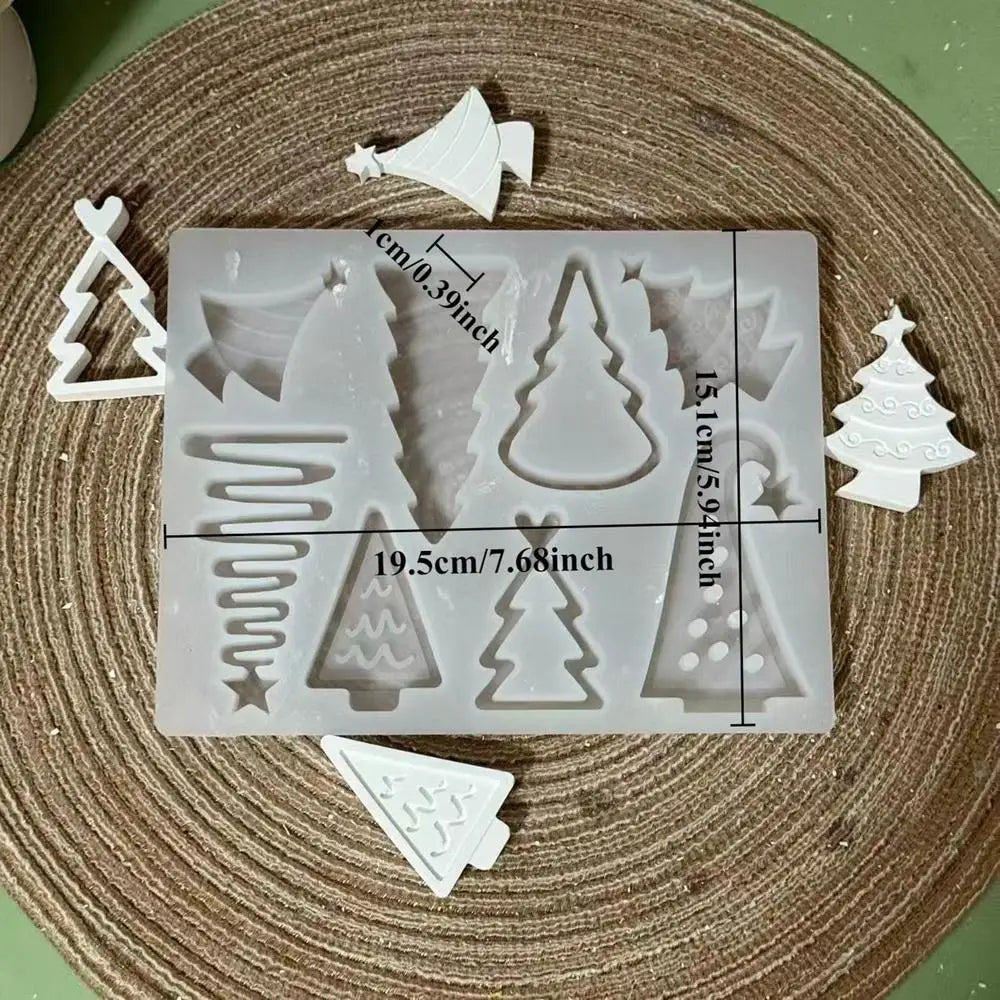 Christmas Tree Casting Mold 8-Grid Heat Resistant Ornament Crafts Mould Christmas Tree Resin Casting Molds For Festival Party Peaceful Pleasures Health and Wellness White China Mainland