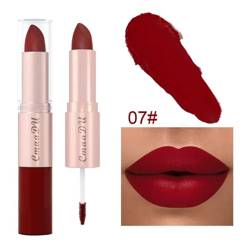 2-in-1 Matte Lipstick & Lip Liner Pen | 24H Waterproof, 12 Colors