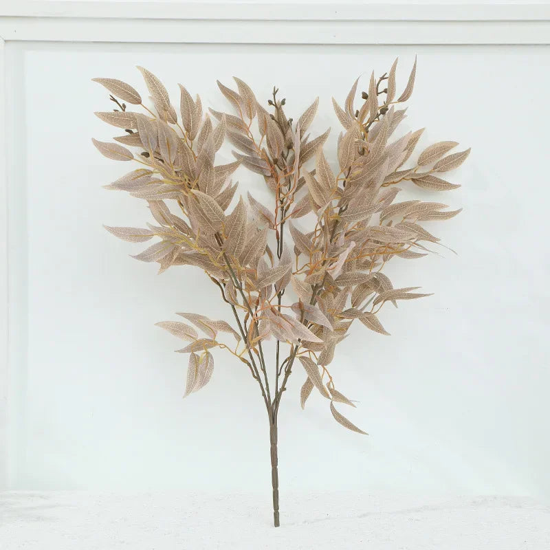 Silk Artificial Willow Bouquet | Fake Green Leaves for Home & Wedding