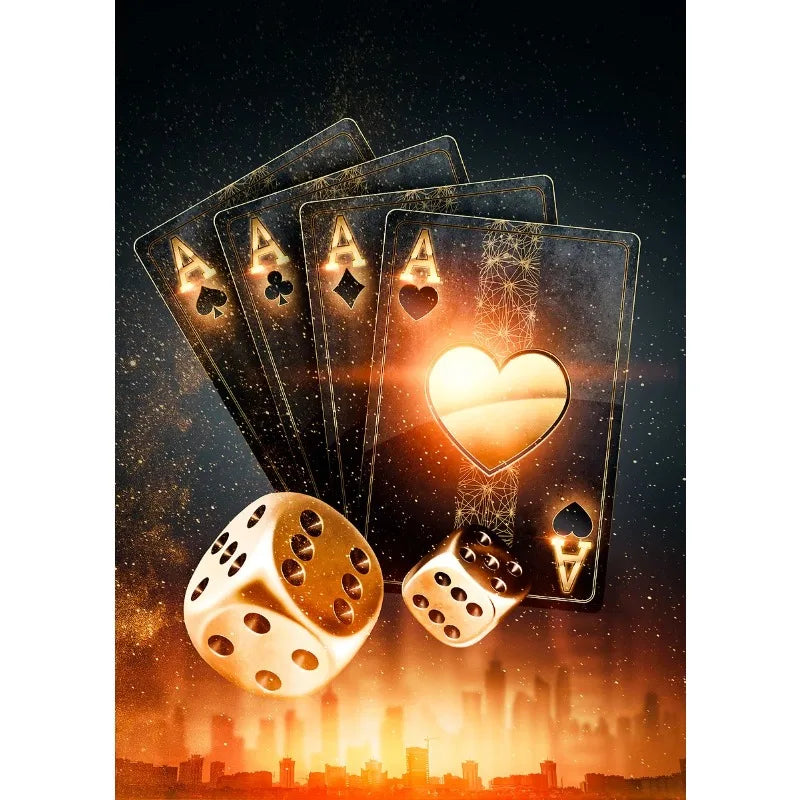 Casino Poker Dice Roulette Slots Gambling Poster Modern Print Canvas Painting Wall Art Picture for Club Living Room Home Deco Peaceful Pleasures Health and Wellness