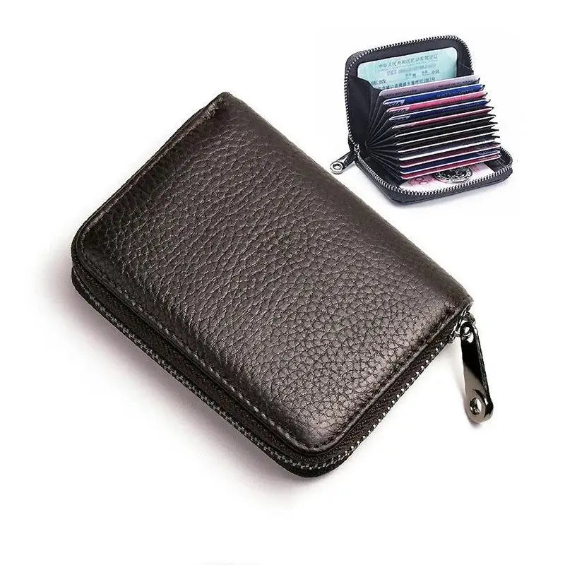 PU Leather Zipper Card Wallet – Multi-Slot Coin Purse Unisex