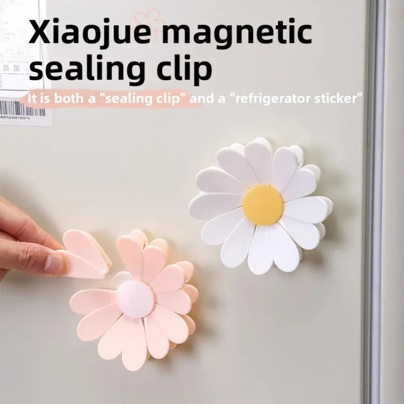 Daisy Food Sealing Clip Potato Chip Snack Clip Creative Refrigerator Magnetic Suction Moisture-proof Flower Seal Peaceful Pleasures Health and Wellness