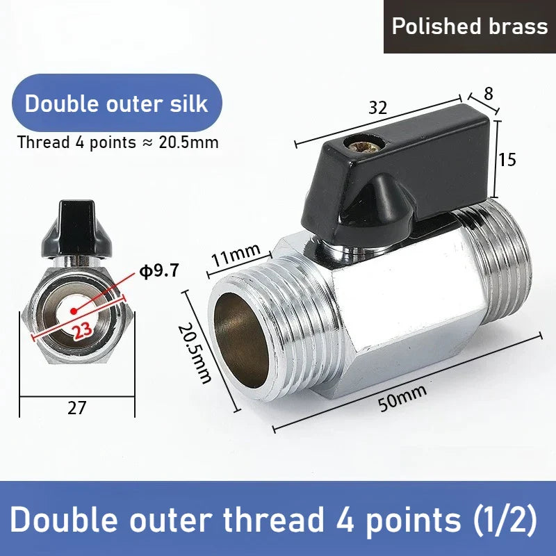 Mini Polished Copper Ball Valve PT1/8–1/2 | Water & Gas Pipe