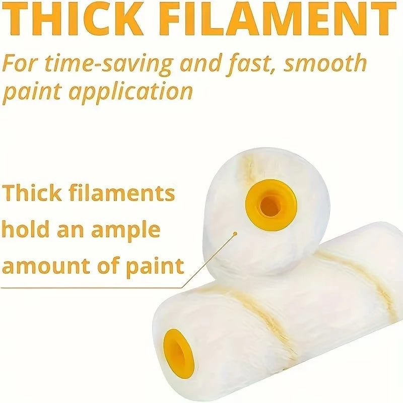 10 Paint Roller Sets 1 Handle 4 Inches Tool Metal Plastic Fabric