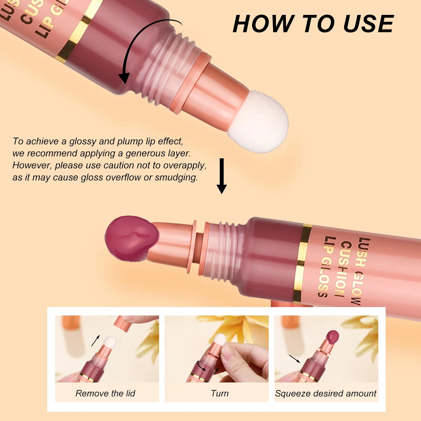 Lush Glow Cushion Lip Gloss – 6 Colors | Moisturizing Lip Glaze