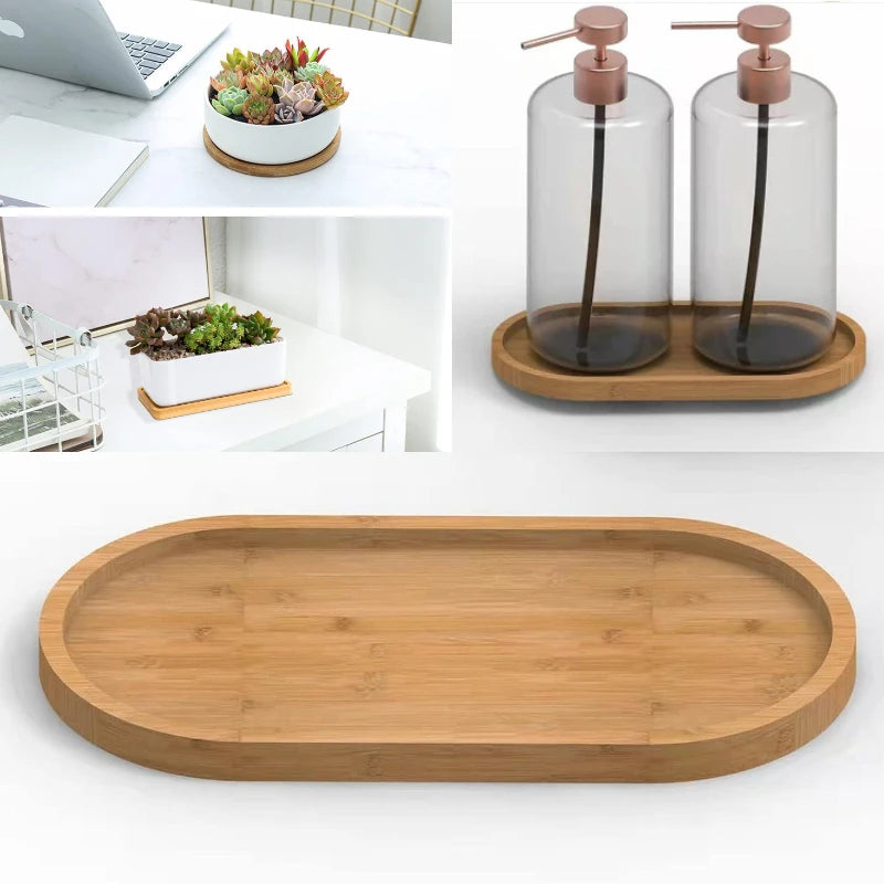 Bamboo Multi-Purpose Tray Set | Plant, Kitchen & Bathroom Use