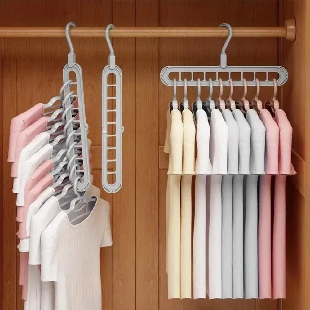 5-Pack Foldable 9-Hole Wardrobe Clothes Hanger Space Saver