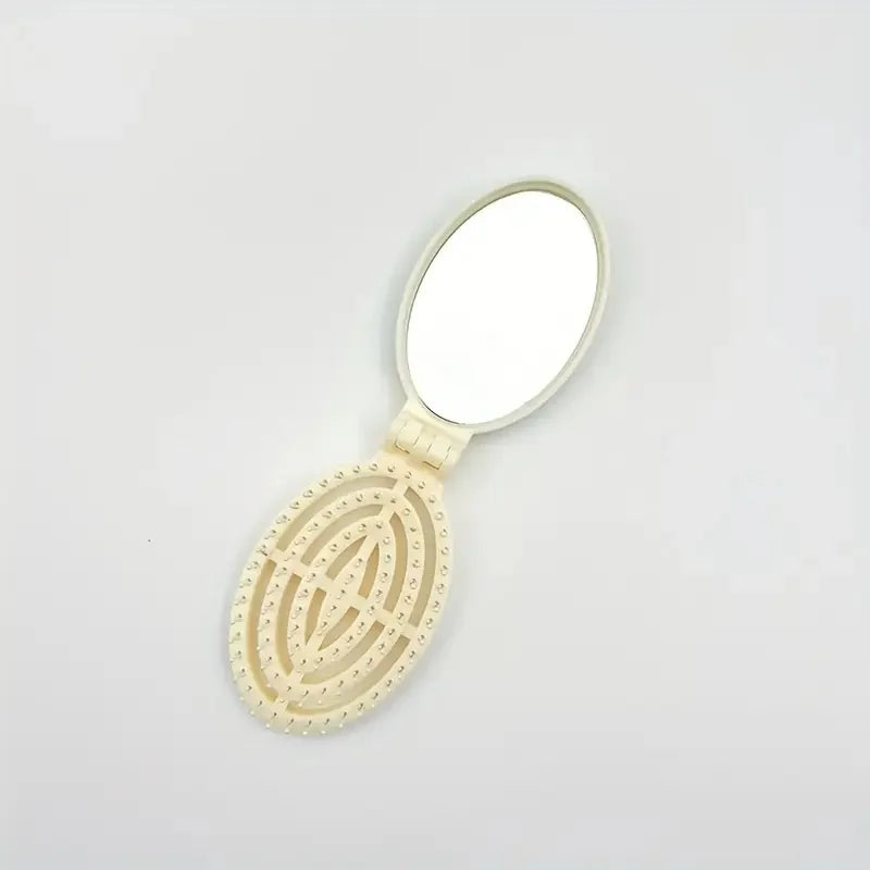 Portable Folding Hair Comb with Mirror | Travel Gift