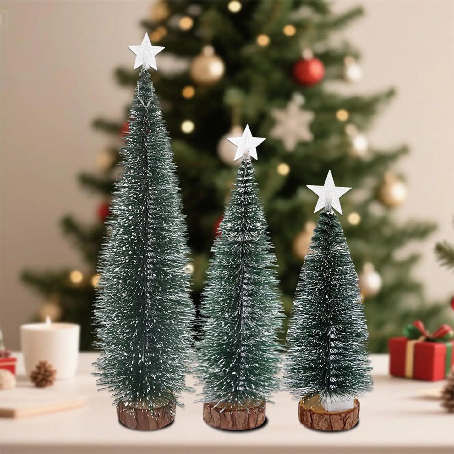 Tabletop Christmas Tree Set of 5 with LED Lights | Mini Holiday Decor