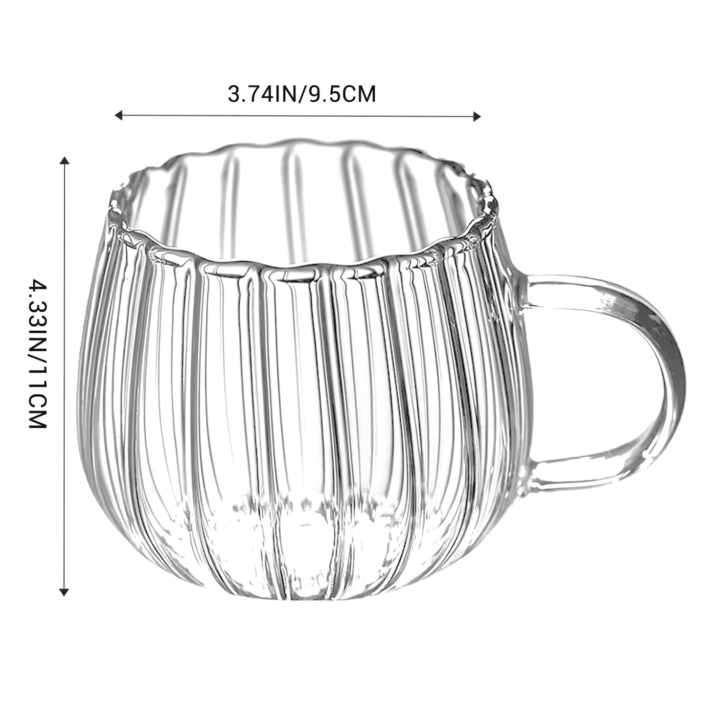 Glass Coffee Drinking Cups Transparent Vertical Pattern Petal Design Cup Suitable for Home Hotels Bars Peaceful Pleasures Health and Wellness