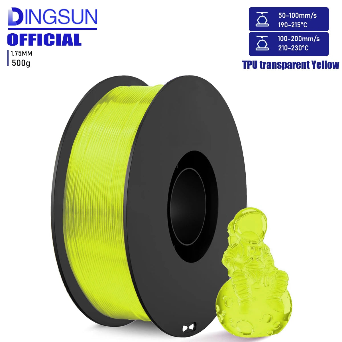 TPU Filament 1.75mm 95A Transparent | ±0.03mm | 250g–1KG