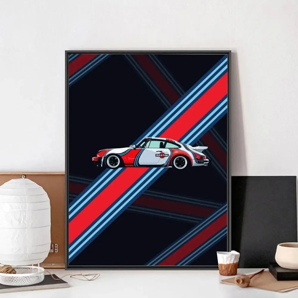 Martini Racing Retro Poster Canvas Painting Bar Retro Poster Mural Modern Home Living Room Bedroom Study Decorative Art Peaceful Pleasures Health and Wellness A 20x30cm Unframed