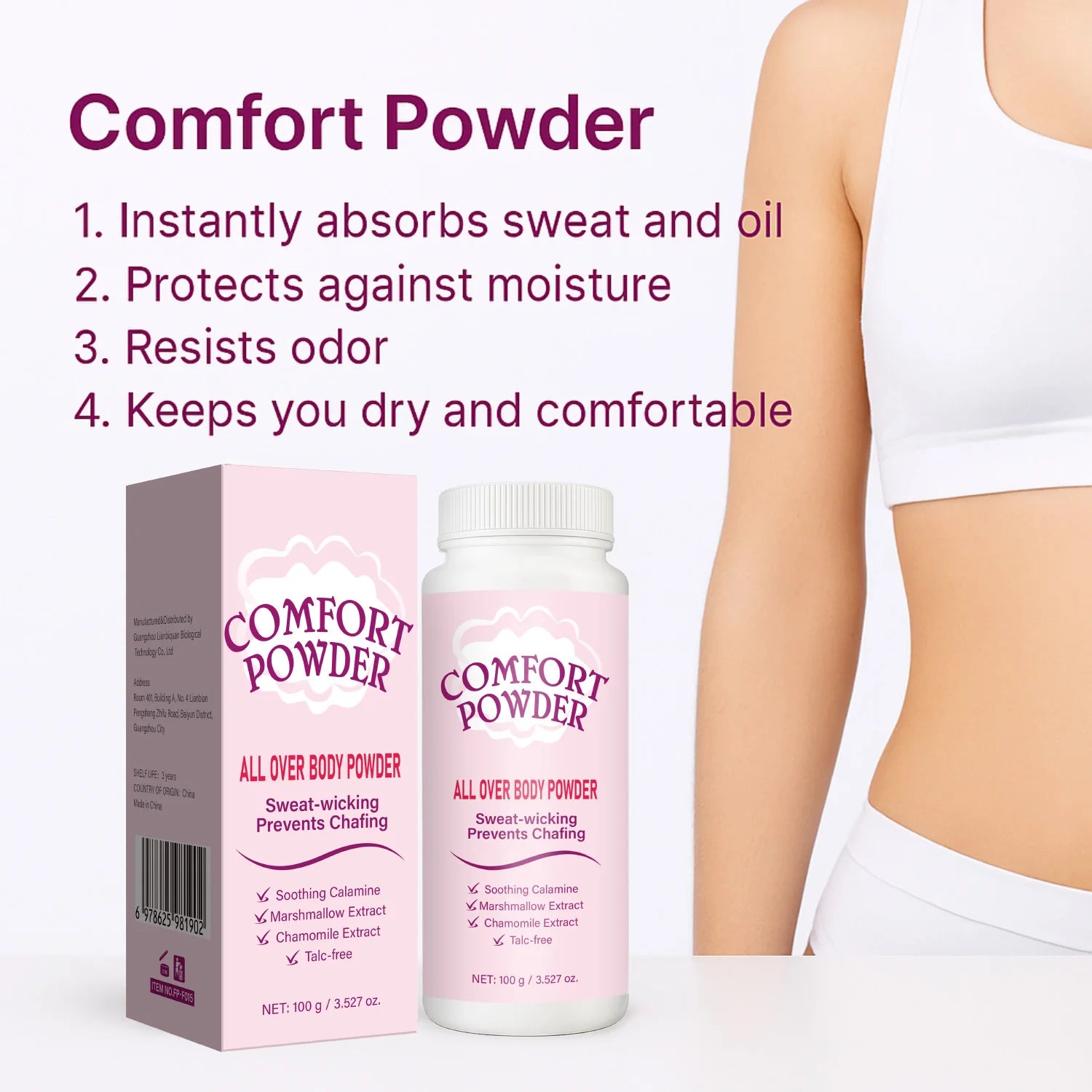 Comfort Powder All Over Body Powder - Sweat Wicking, Chafing Prevention, Odor Resistant, Talc-Free Dry Comfort for Women & Men Peaceful Pleasures Health and Wellness Default Title
