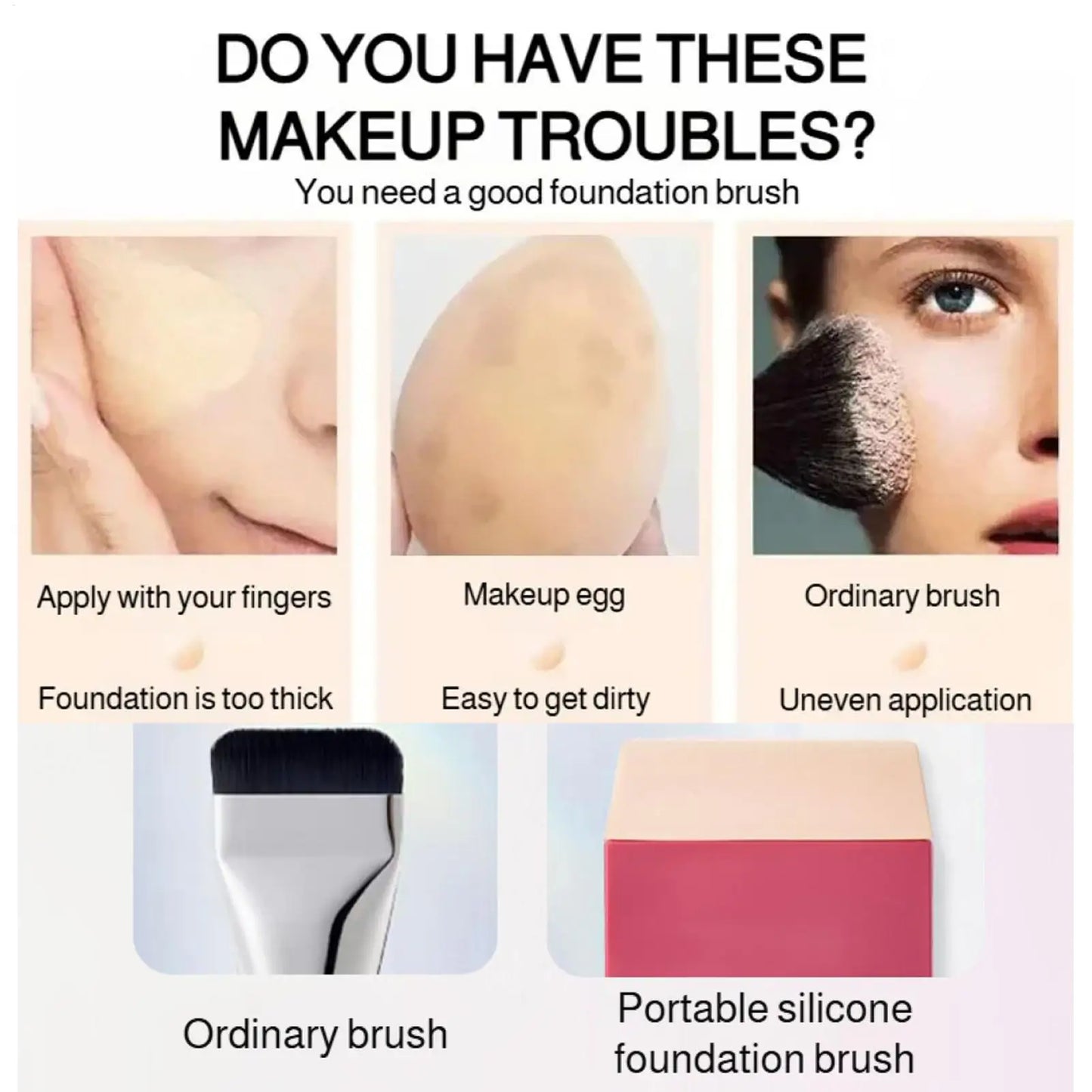 Silicone Face Applicator – Flat Head Foundation & Cream Brush