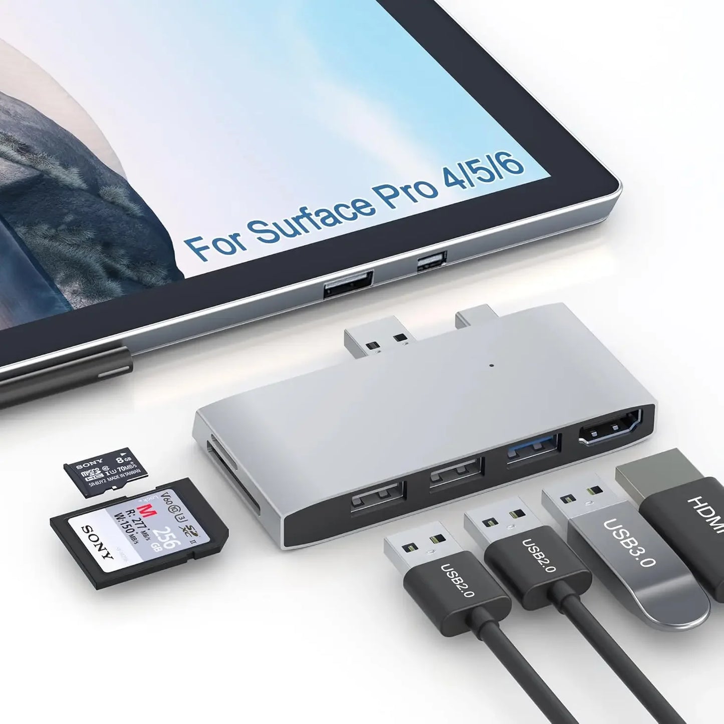 USB 3.0 Hub for Surface Pro with 4K HDMI, SD/TF Card Reader, 6-in-2 Docking Station Accessory Peaceful Pleasures Health and Wellness United States