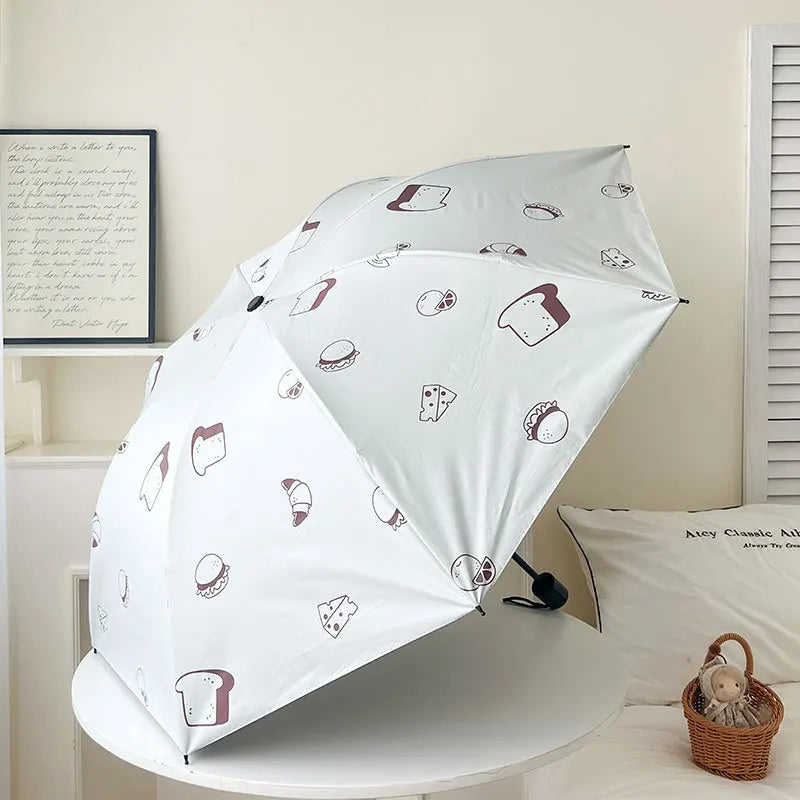 1pc Rainy and Sunny Dual-use Sun Umbrella for Students Sun Protection and UV Protection for Girls' Hearts Peaceful Pleasures Health and Wellness bread 8K metal-fiber composite