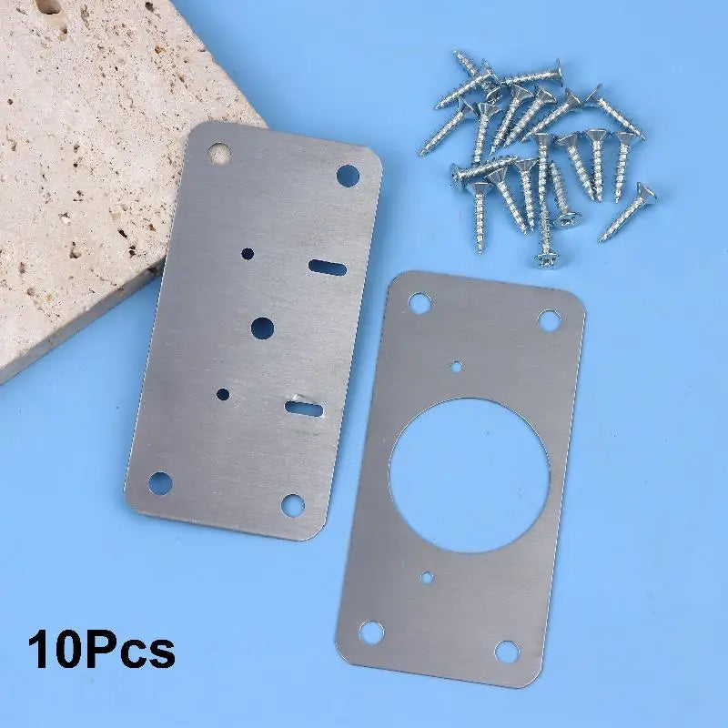 New Cabinet Hinge Repair Plate Kit For Home Kitchen Cabinets Furniture With Holes Stainless Steel Door Hinge Mounting Plate Peaceful Pleasures Health and Wellness 10Pcs