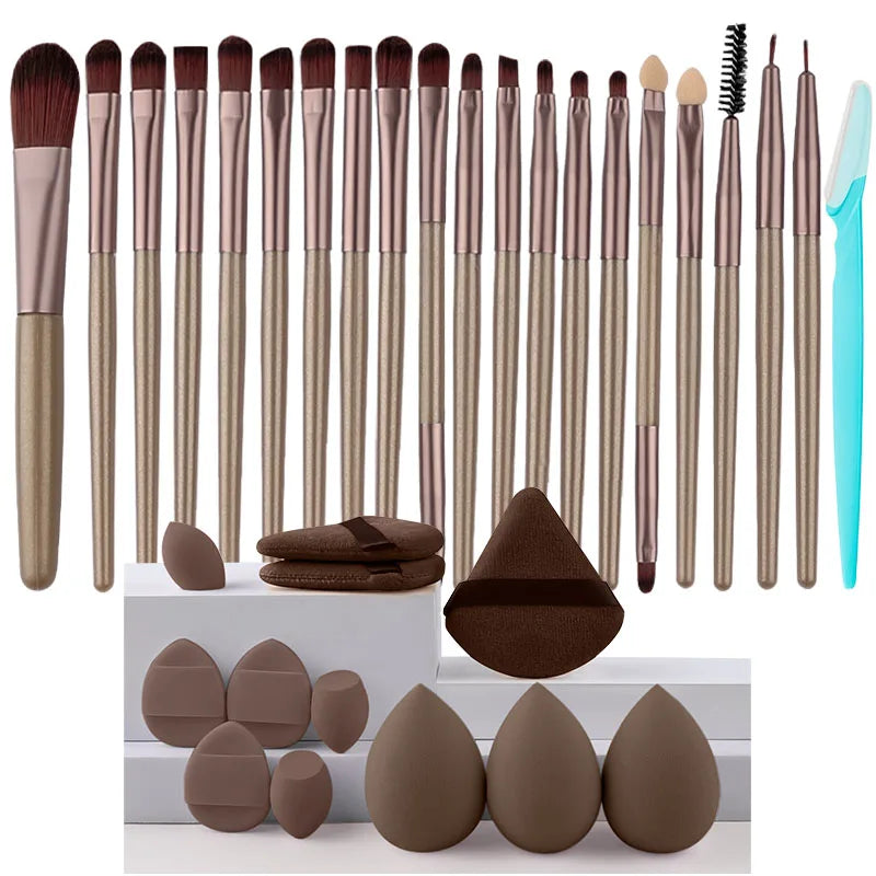 RUNTOIN 20Pc Makeup Brush Set – Foundation, Eyeshadow & Blush