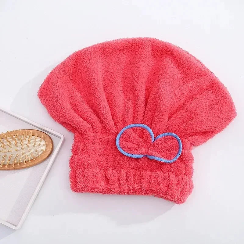 Microfibre Quick-Dry Hair Towel Wrap Cap with Bowknot | Women Hair Towel Wrap Cap Peaceful Pleasures Health and Wellness