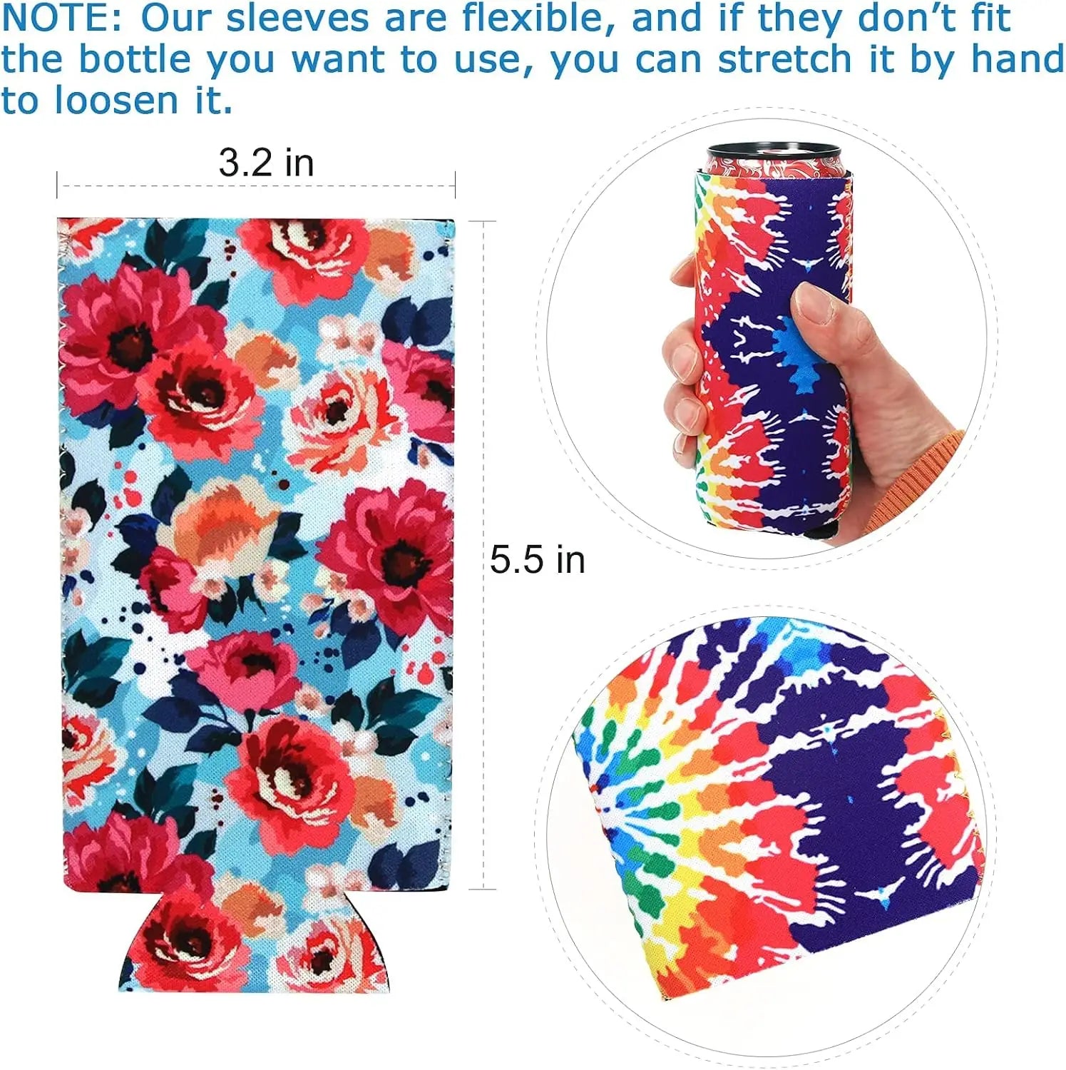 2PC Neoprene Slim Beer Can Cooler Tall Stubby Holder Foldable Stubby Holders Beer Cooler Bags Fits 12oz Slim Energy Drink & Beer Peaceful Pleasures Health and Wellness