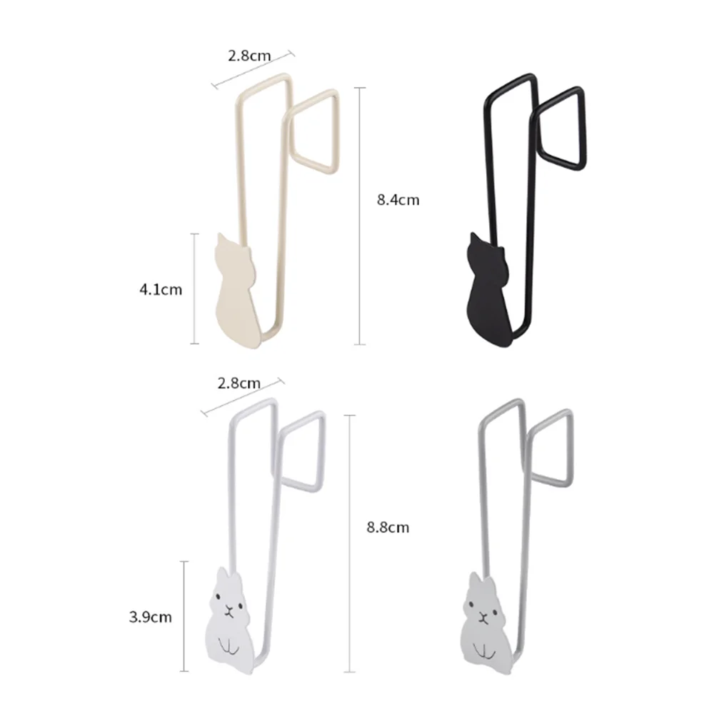 Black Cat Door Hooks No-Nail Iron Hook Set of 2 | Home Organizer